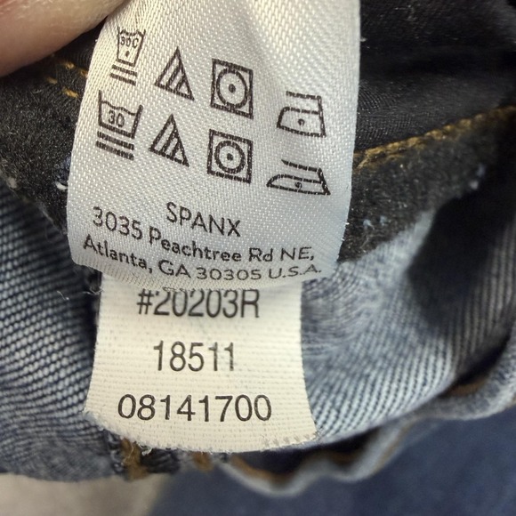 Spanx Jegging Jeans Womens XL Blue Dark Wash Stretch W33 L27 Distressed Pull On - Picture 6 of 7